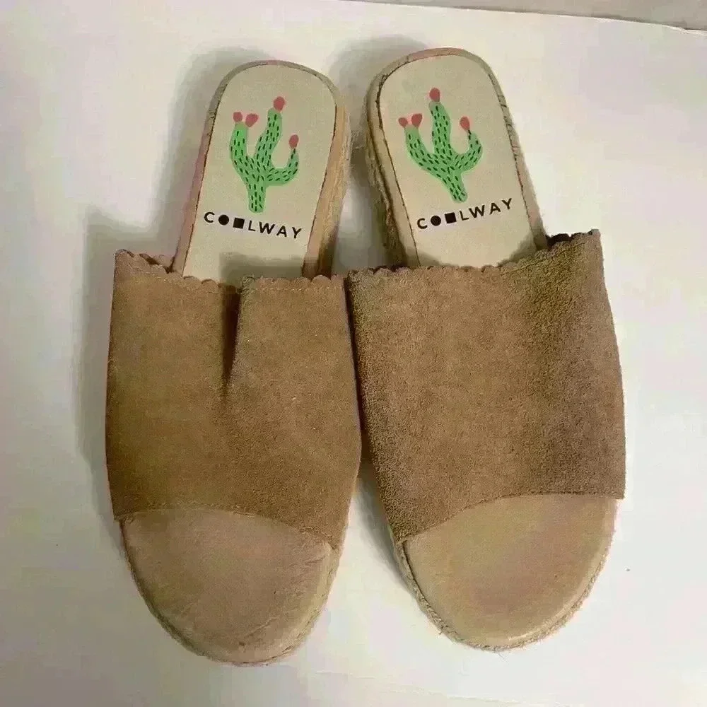Coolway Tiri Espadrille Platform Suede Slip on Sandals Size 10